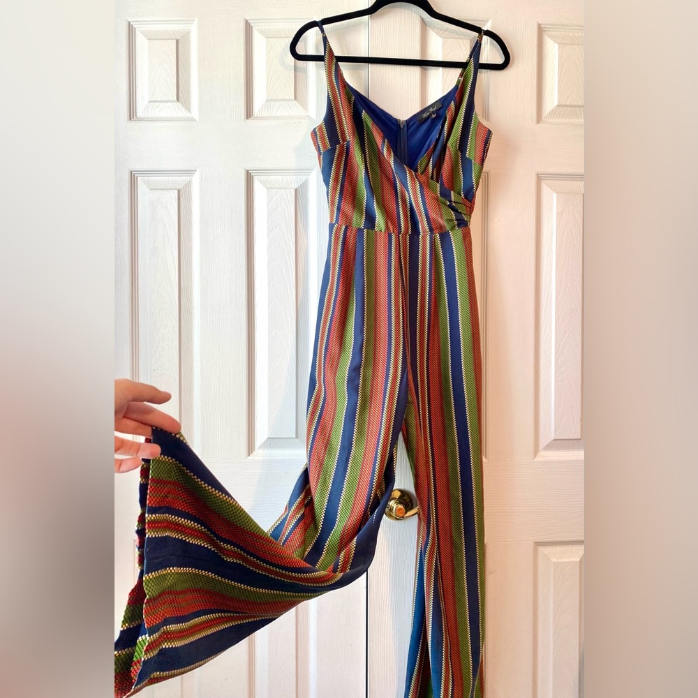 Honey Punch Wide Leg 60s / 70s Pattern Sleeveless Jumpsuit